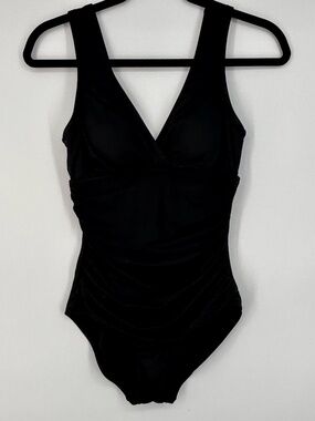 Embrace Your Curves Womens Small One Piece Swim Bathing Suit Black Ruching